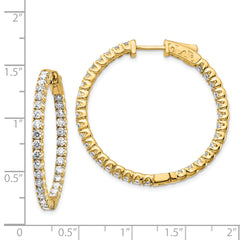 14k Diamond Round Hoop w/Safety Clasp Earrings