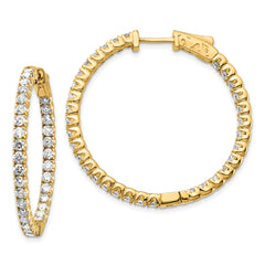 14k Diamond Round Hoop w/Safety Clasp Earrings