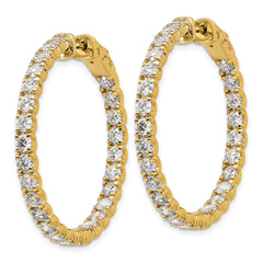 14k Diamond Round Hoop w/Safety Clasp Earrings