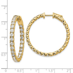 14k Diamond Round Hoop w/Safety Clasp Earrings