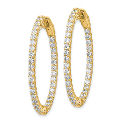 14k Diamond Oval Hoop w/Safety Clasp Earrings