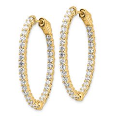 14k Diamond Oval Hoop w/Safety Clasp Earrings