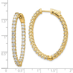 14k Diamond Oval Hoop w/Safety Clasp Earrings