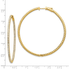 14k Diamond Round Hoop w/Safety Clasp Earrings