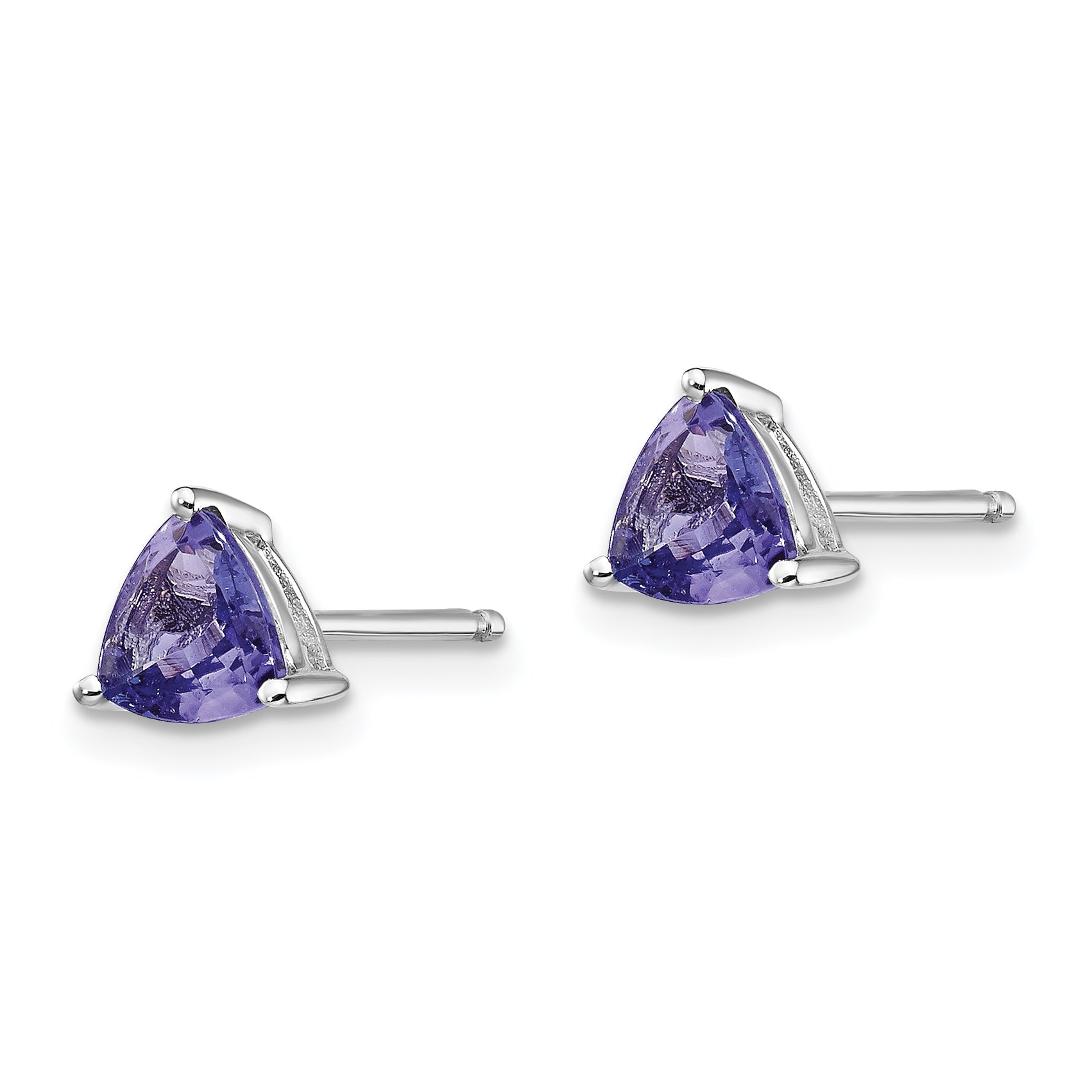 14k White Gold Trillion Tanzanite Post Earrings