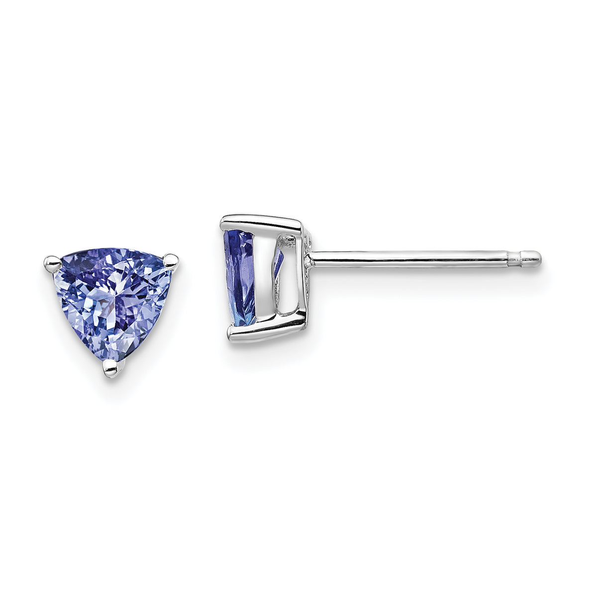 14k White Gold Trillion Tanzanite Post Earrings