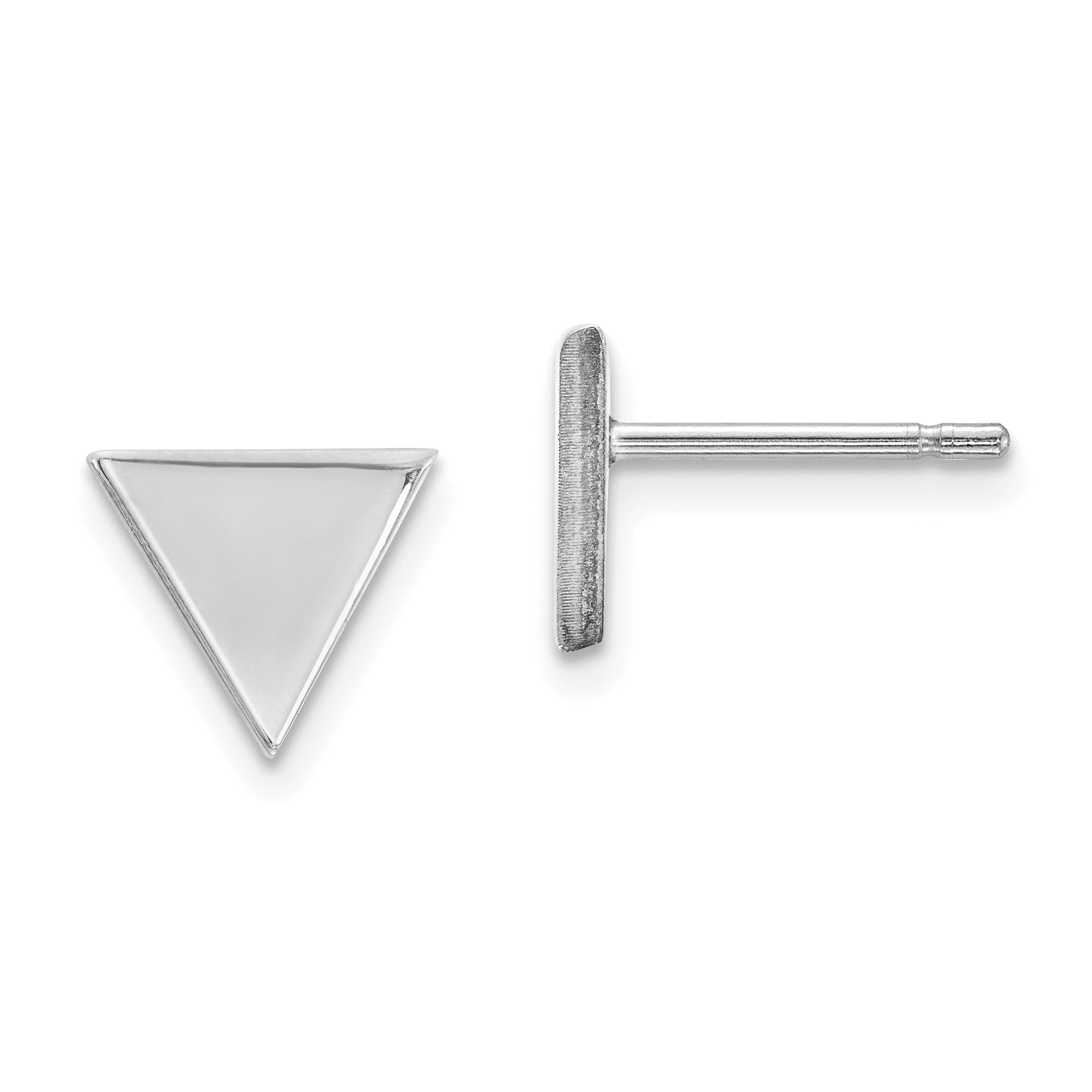 14k White Gold Triangle Post Earring