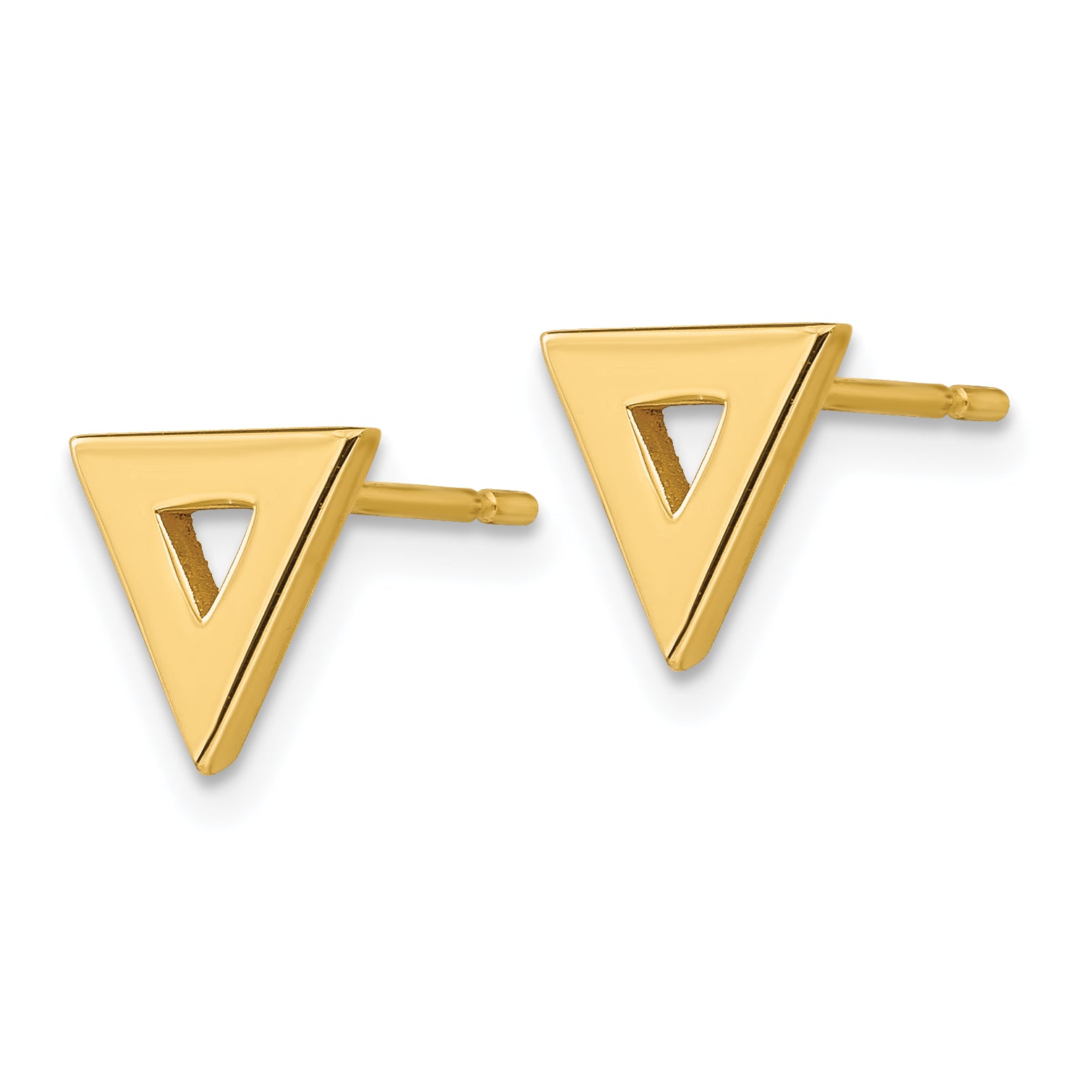 14k Open Triangle Post Earrings