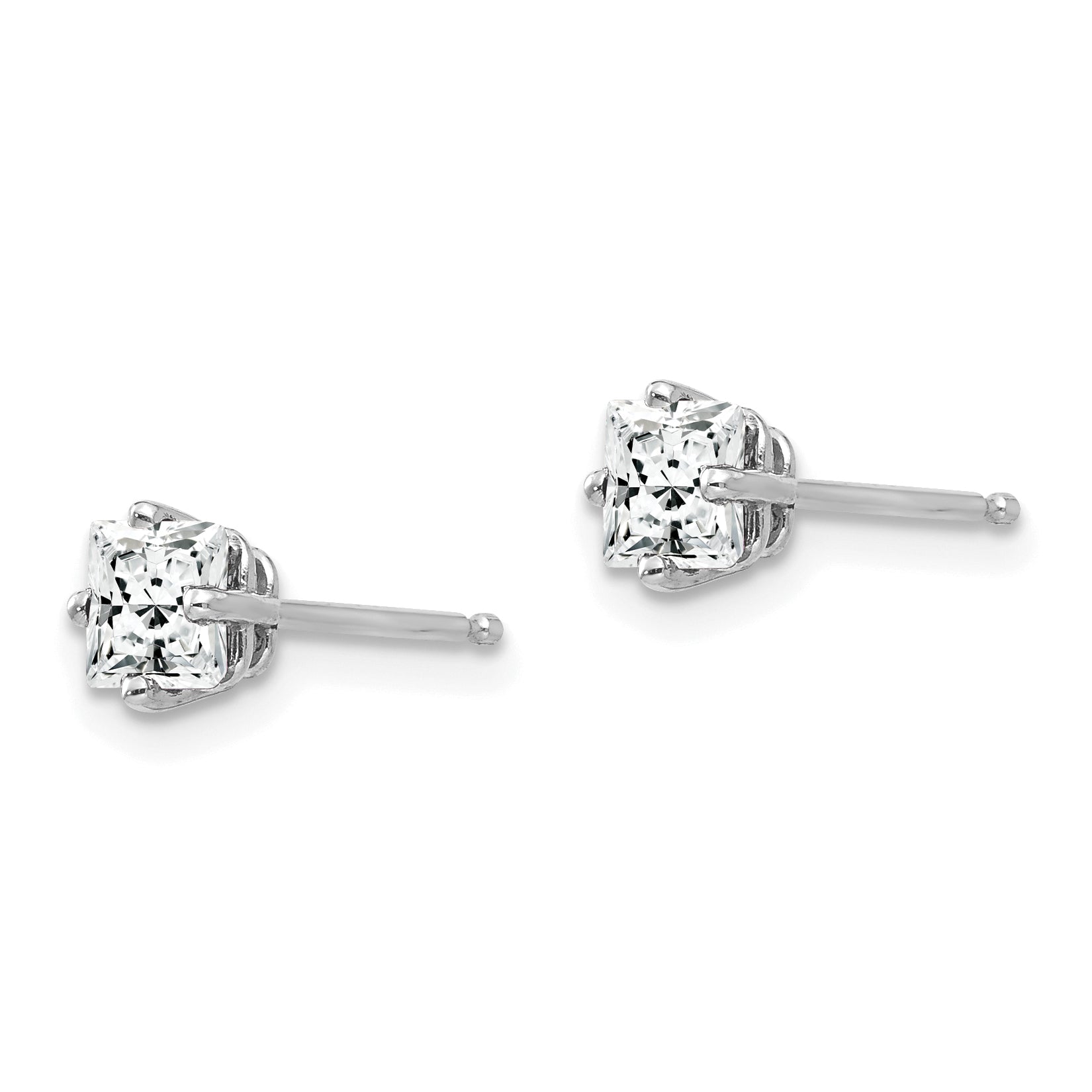 14k White Gold 4mm Cubic Zirconia Earrings