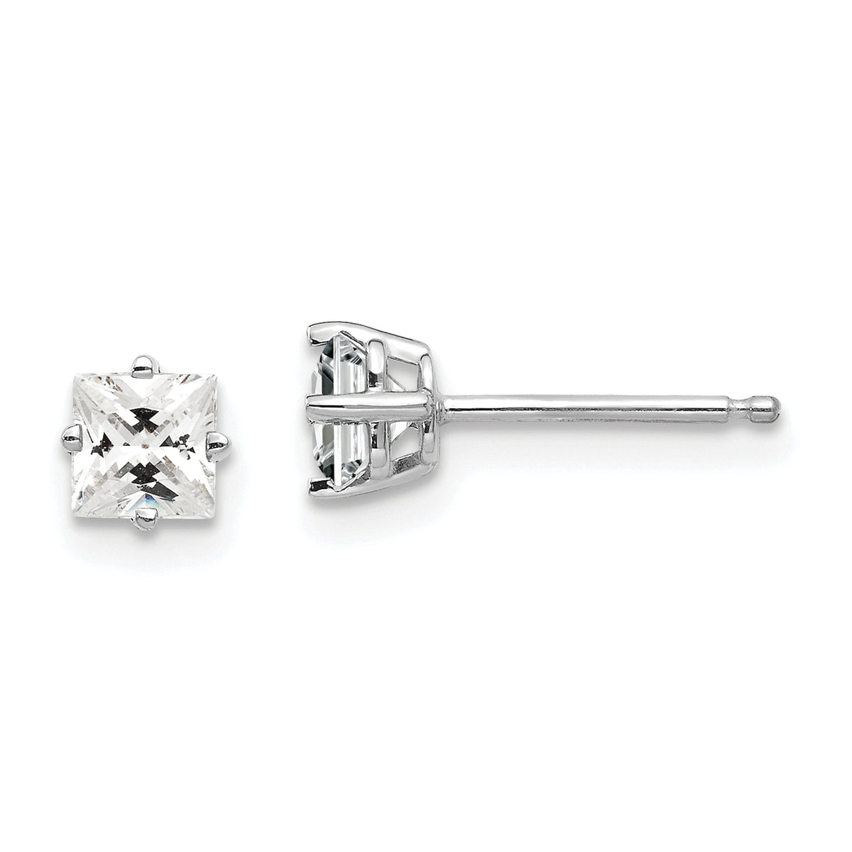 14k White Gold 4mm Cubic Zirconia Earrings