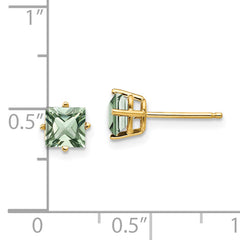 14k 5mm Square Green Quartz Earring