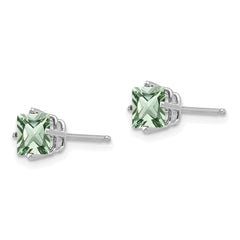 14kw 5mm Square Green Quartz Earrings