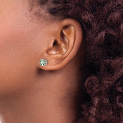 14kw 5mm Square Green Quartz Earrings