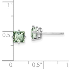 14kw 5mm Square Green Quartz Earrings