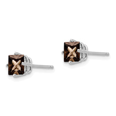 14kw 5mm Square Smoky Quartz Earrings