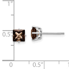 14kw 5mm Square Smoky Quartz Earrings