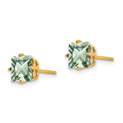 14k 6mm Square Green Quartz Earrings