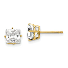 14k 6mm Princess Cut Cubic Zirconia Earrings