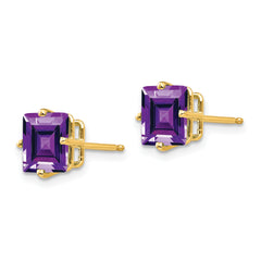 14k 7mm Princess Cut Amethyst Earrings