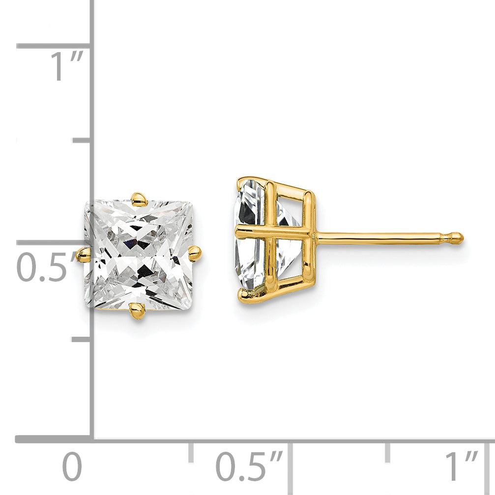 14k 7mm Princess Cut Cubic Zirconia earring