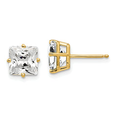 14k 7mm Princess Cut Cubic Zirconia earring