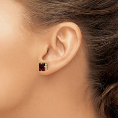 14k 7mm Princess Cut Garnet Earrings