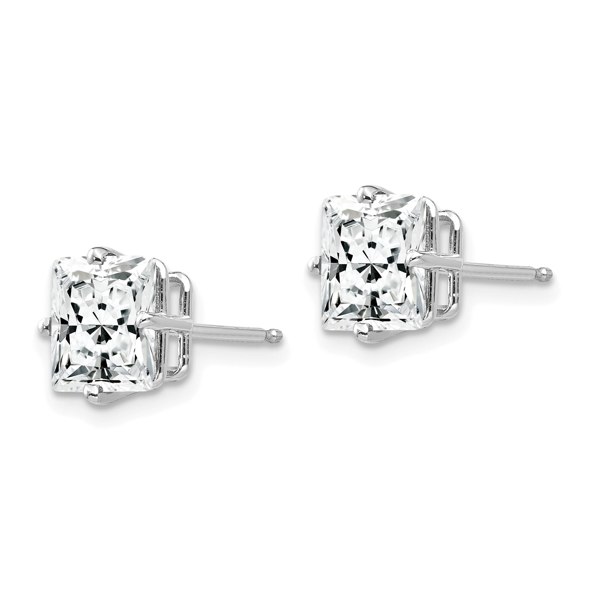 14k White Gold 7mm Cubic Zirconia Earrings