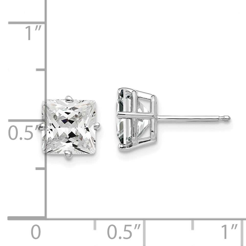 14k White Gold 7mm Cubic Zirconia Earrings