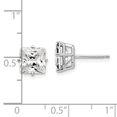 14k White Gold 7mm Cubic Zirconia Earrings