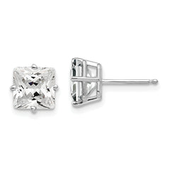 14k White Gold 7mm Cubic Zirconia Earrings