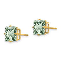 14k 8mm Square Green Quartz Earrings