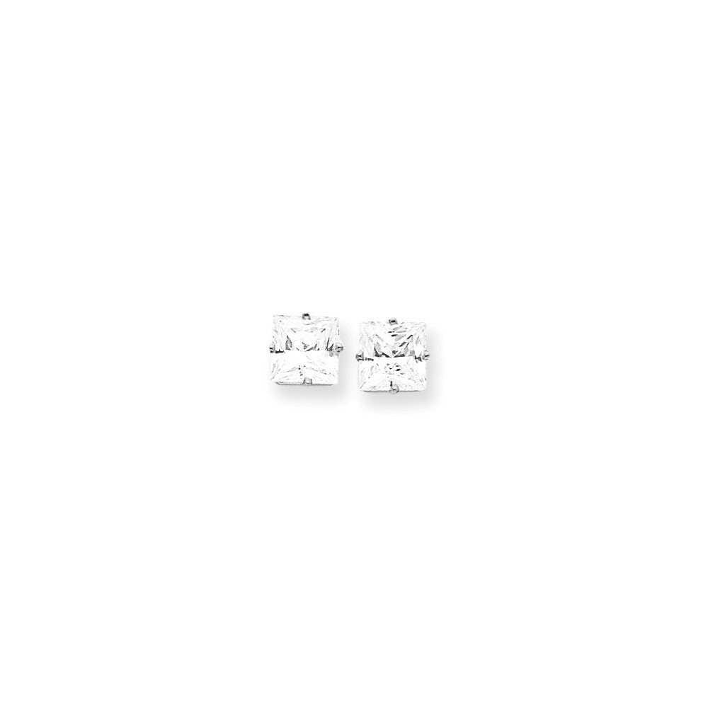 14kw Princess 4-Prong 8.0mm Earrings