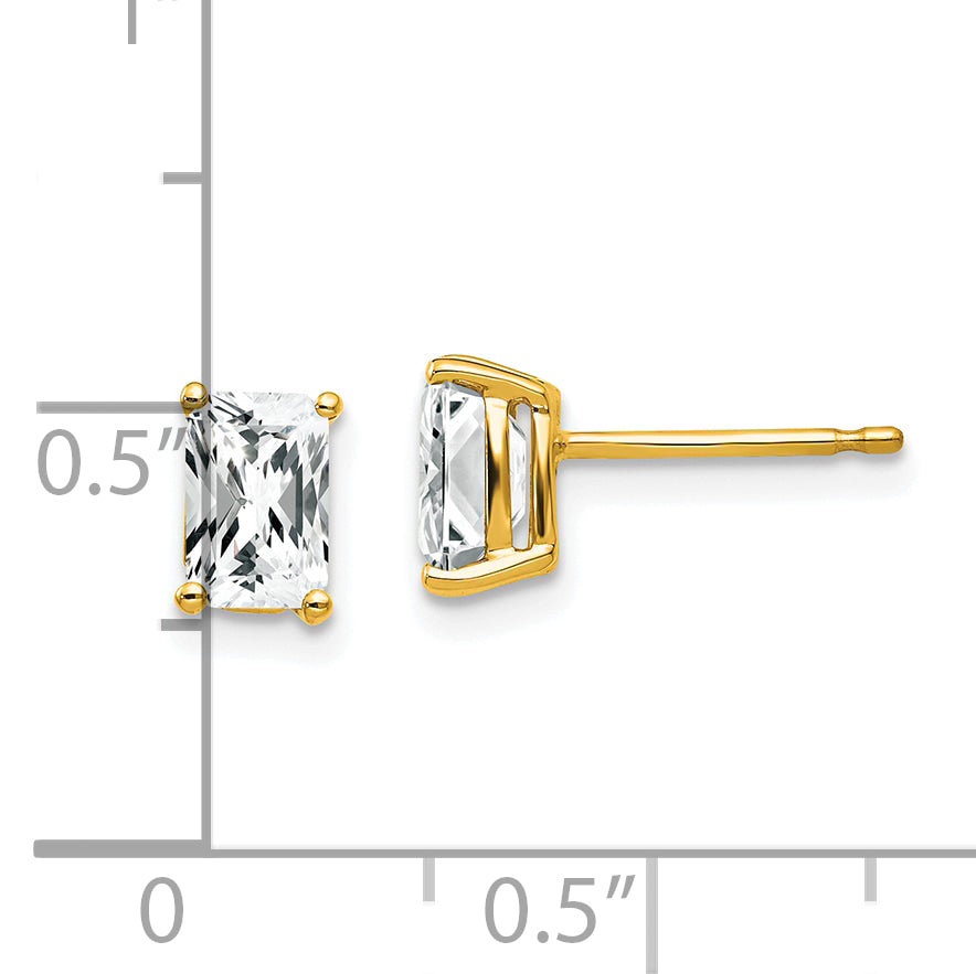 14k 6x4mm Radiant Cut Cubic Zirconia Earrings