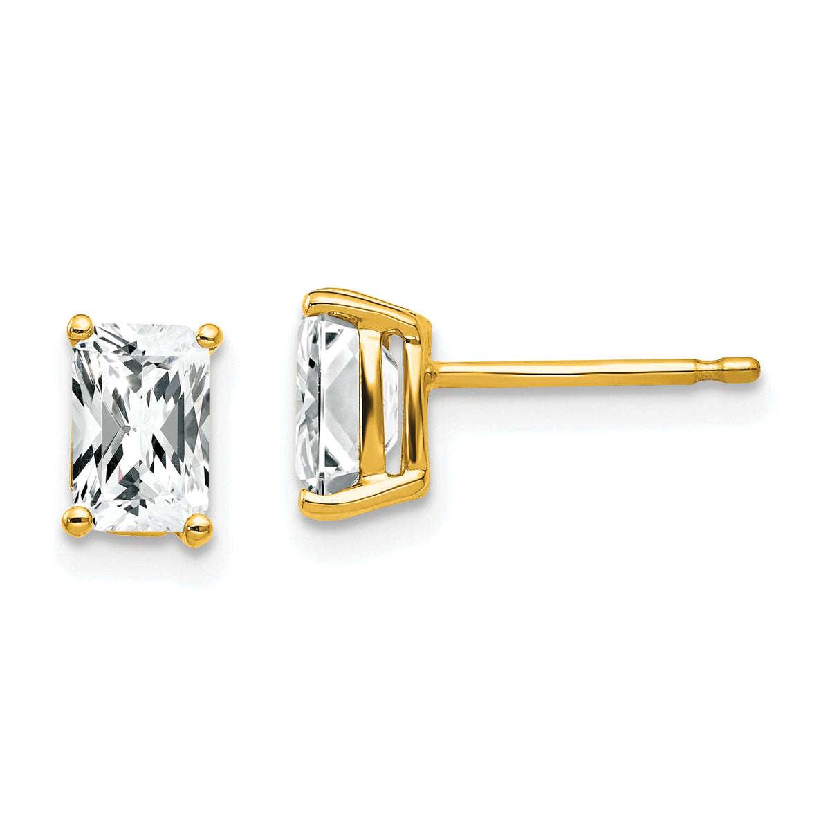 14k 6x4mm Radiant Cut Cubic Zirconia Earrings