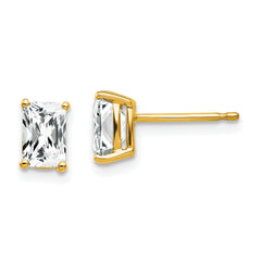 14k 6x4mm Radiant Cut Cubic Zirconia Earrings