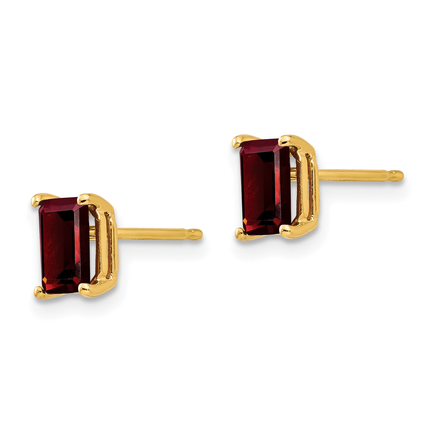 14k 6x4mm Emerald Cut Garnet Earrings