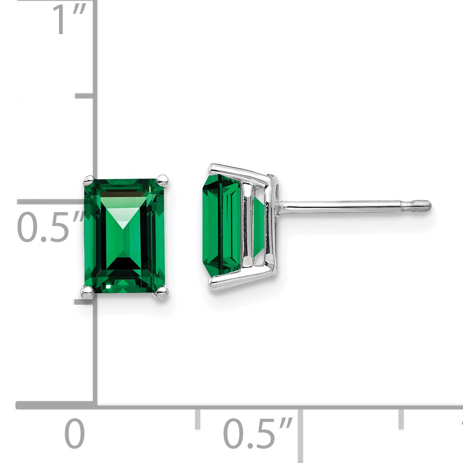 14k White Gold 7x5mm Emerald Cut Mount St. Helens Earrings