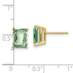 14k 8x6 Octagon Checker-Cut Green Quartz Earrings