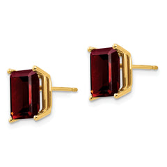 14k 9x7mm Emerald Cut Garnet Earrings