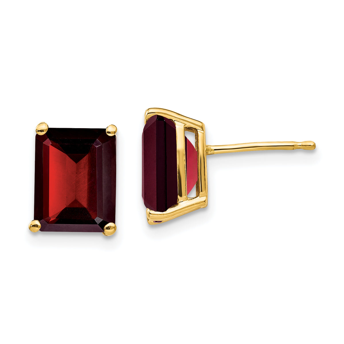 14k 9x7mm Emerald Cut Garnet Earrings