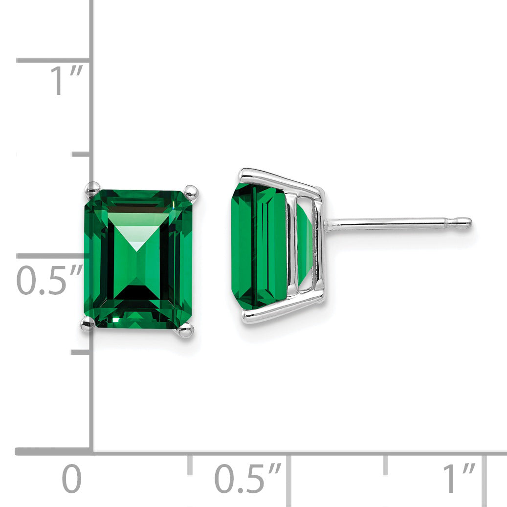 14k White Gold 9x7mm Emerald Cut Mount St. Helens Earrings