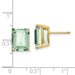 14k 10x8 Emerald-Cut Green Quartz Earrings