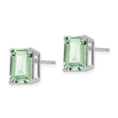 14kw 10x8mm Emerald-Cut Green Quartz Earrings