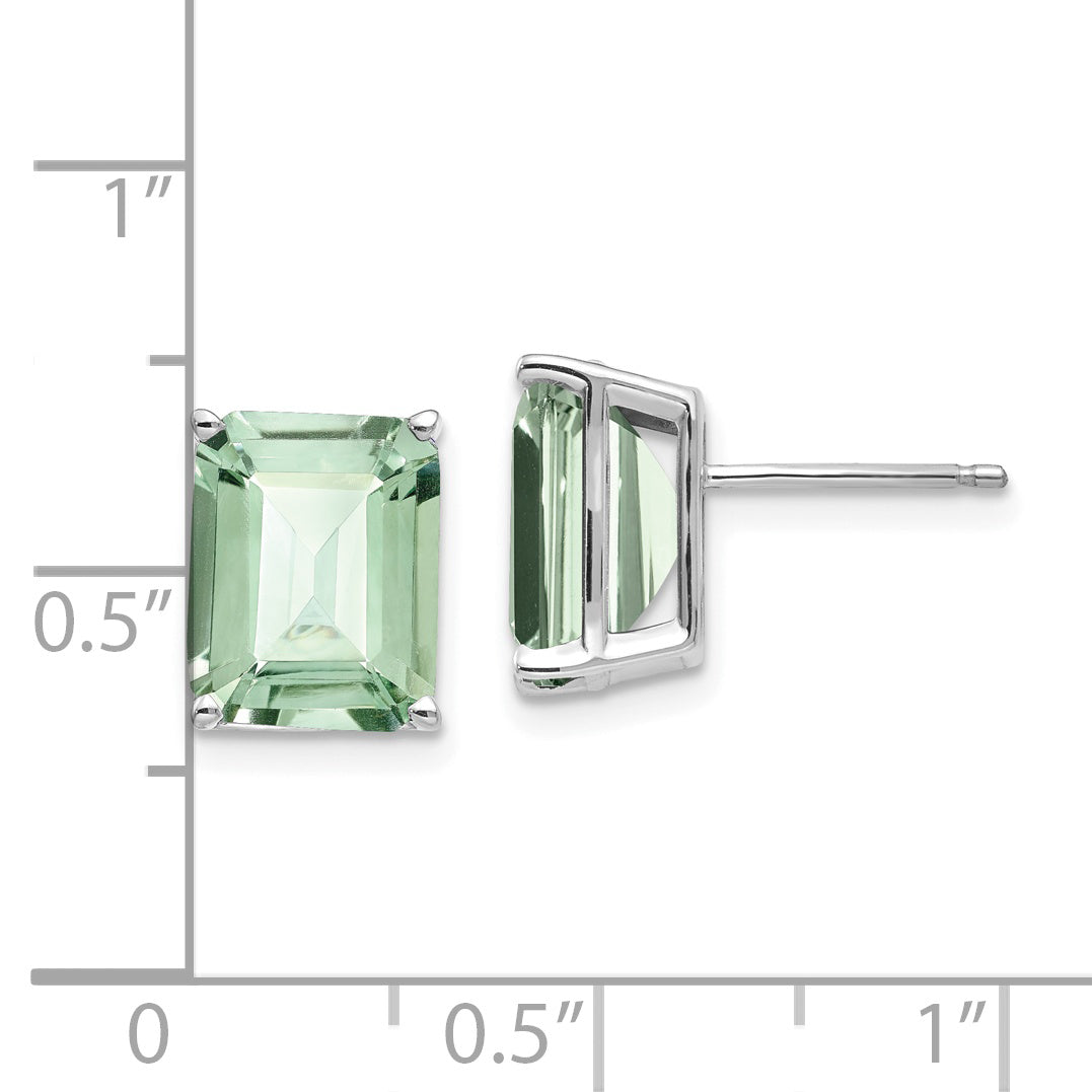 14kw 10x8mm Emerald-Cut Green Quartz Earrings