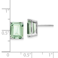 14kw 10x8mm Emerald-Cut Green Quartz Earrings