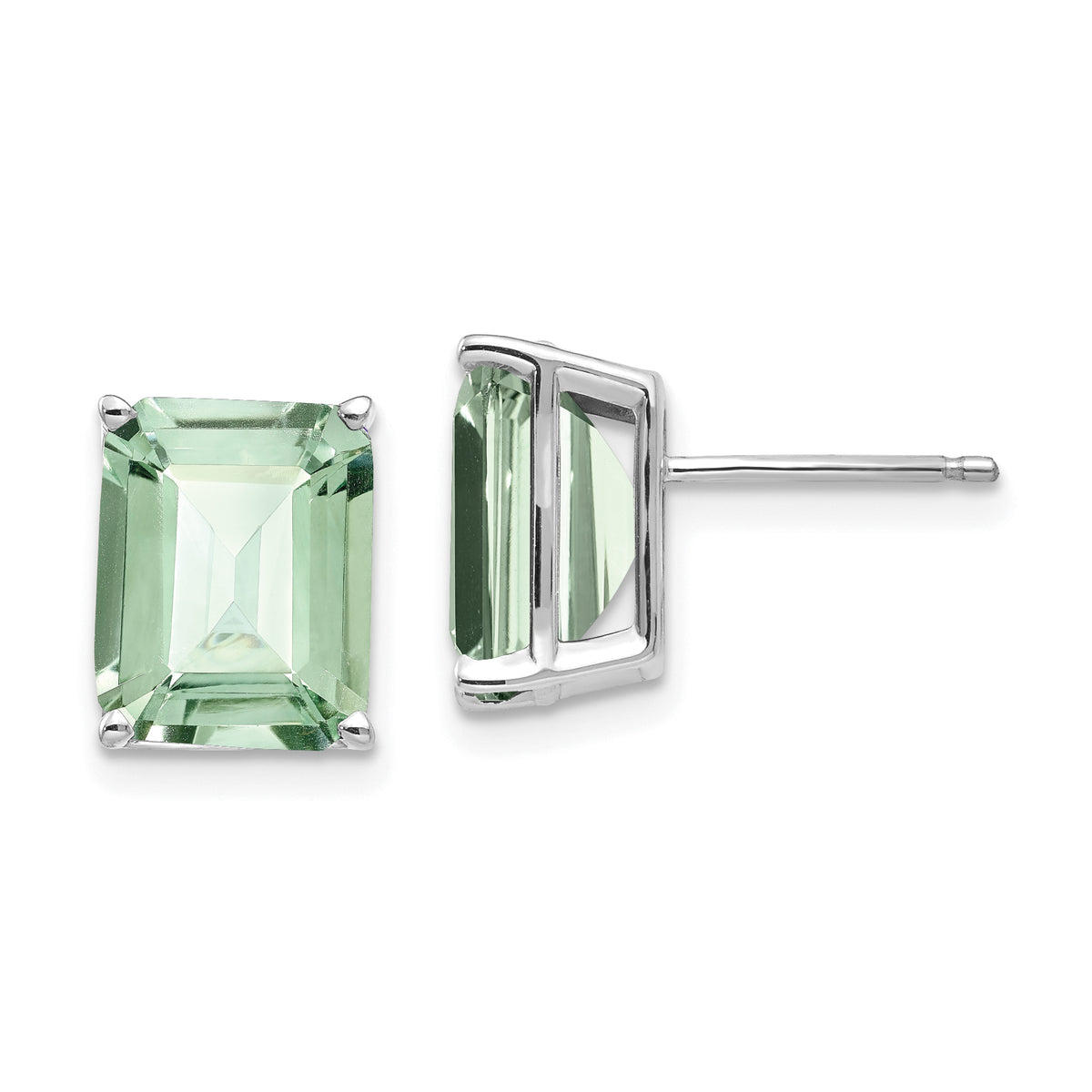 14kw 10x8mm Emerald-Cut Green Quartz Earrings