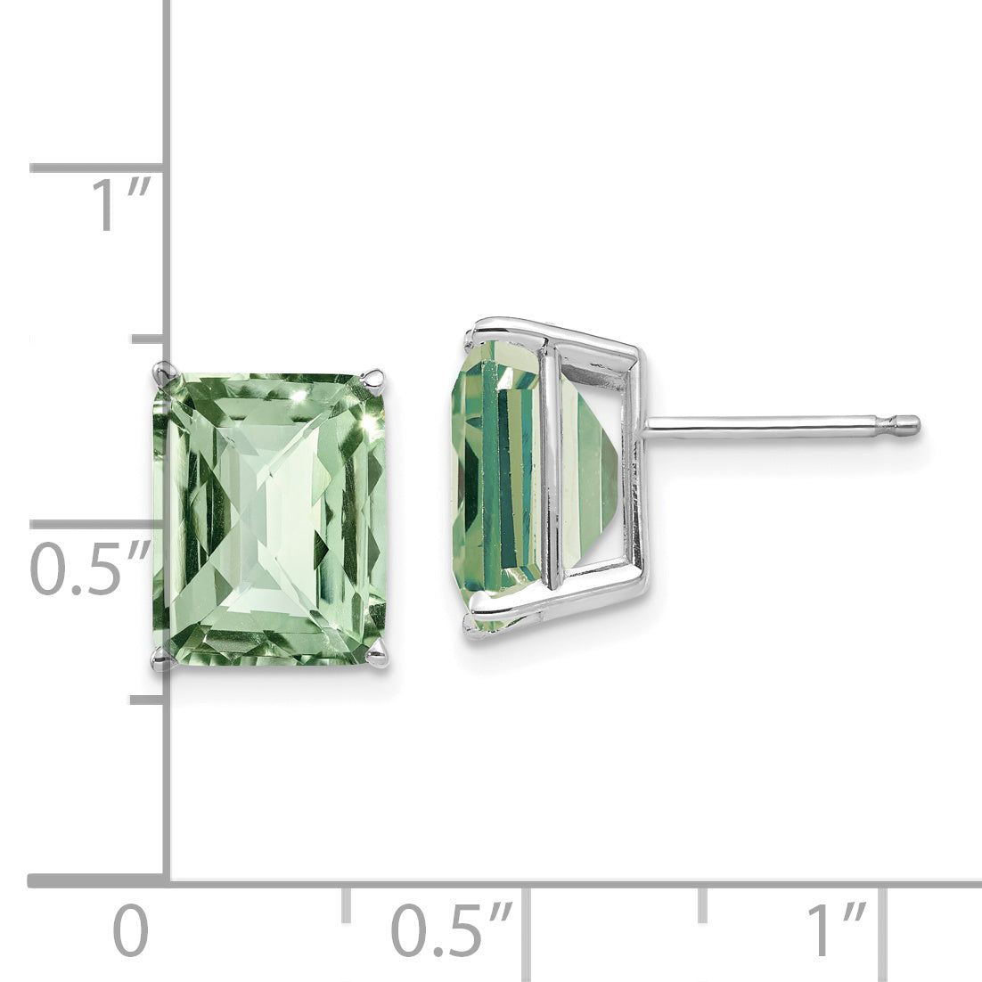 14kw 10x8mm Octagon Checker-Cut Green Quartz Earrings