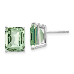 14kw 10x8mm Octagon Checker-Cut Green Quartz Earrings