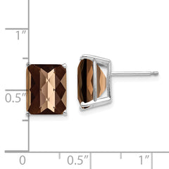 14kw 10x8mm Octagon Checker-Cut Smoky Quartz Earring