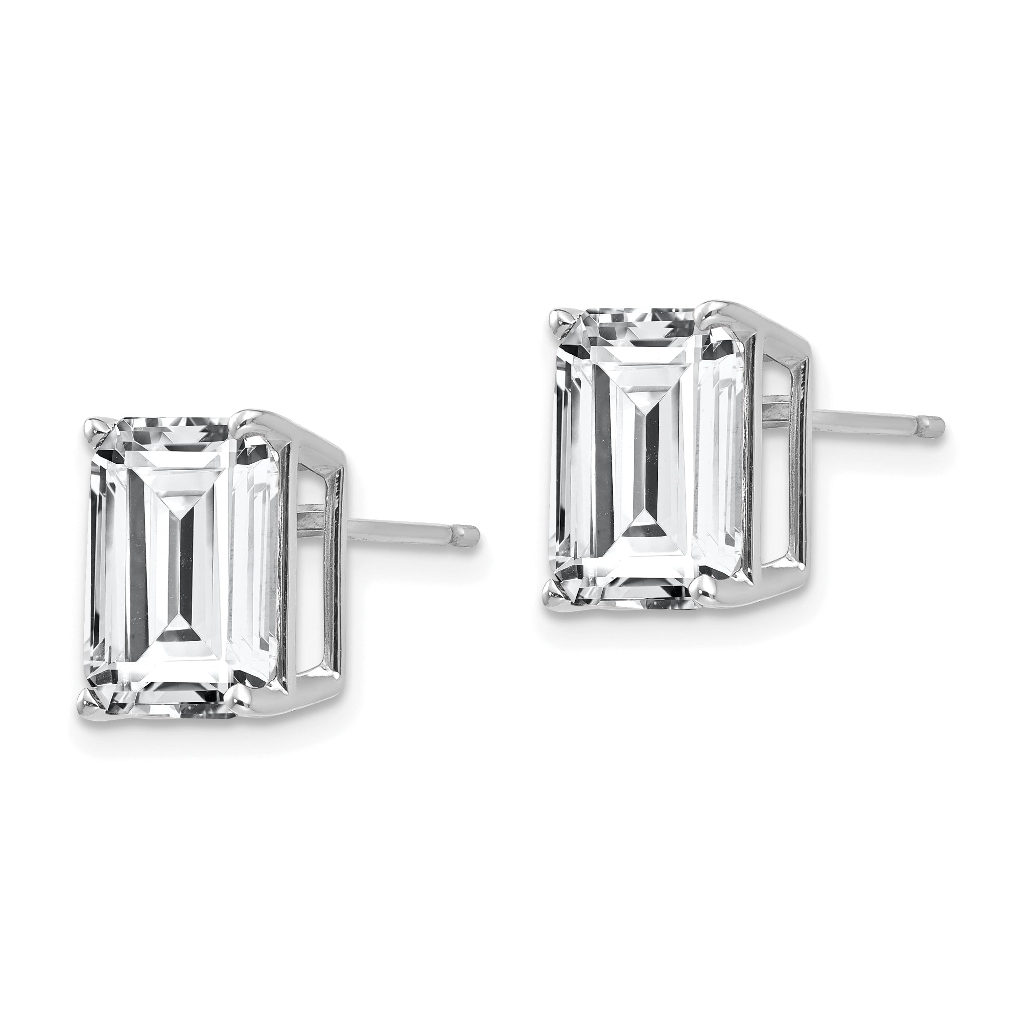 14k White Gold 10x8mm Emerald Cut Cubic Zirconia Earrings